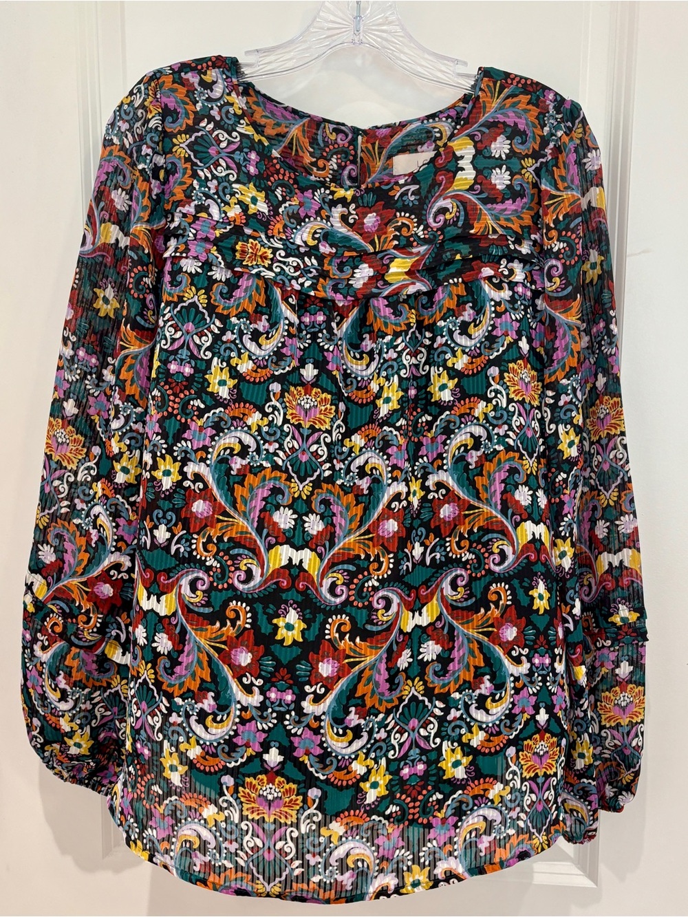 LOFT Multicolor Floral Paisley Long-Sleeve Blouse